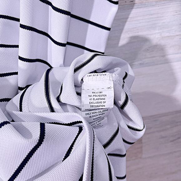 POLO RALPH LAUREN Performance Golf Polo Shirt White Black Striped Mens Large - Picture 6 of 6
